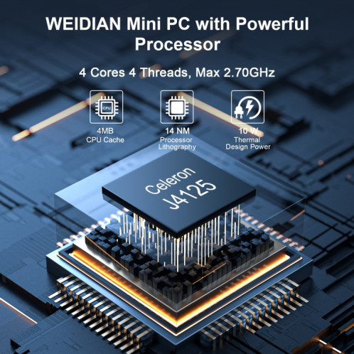 HYSTOU PO9B-J4125-6L Processeur Intel Celeron J4125 intégré, mini hôte à six ports réseau, spécification : 4 Go + 64 Go SH5601791-08